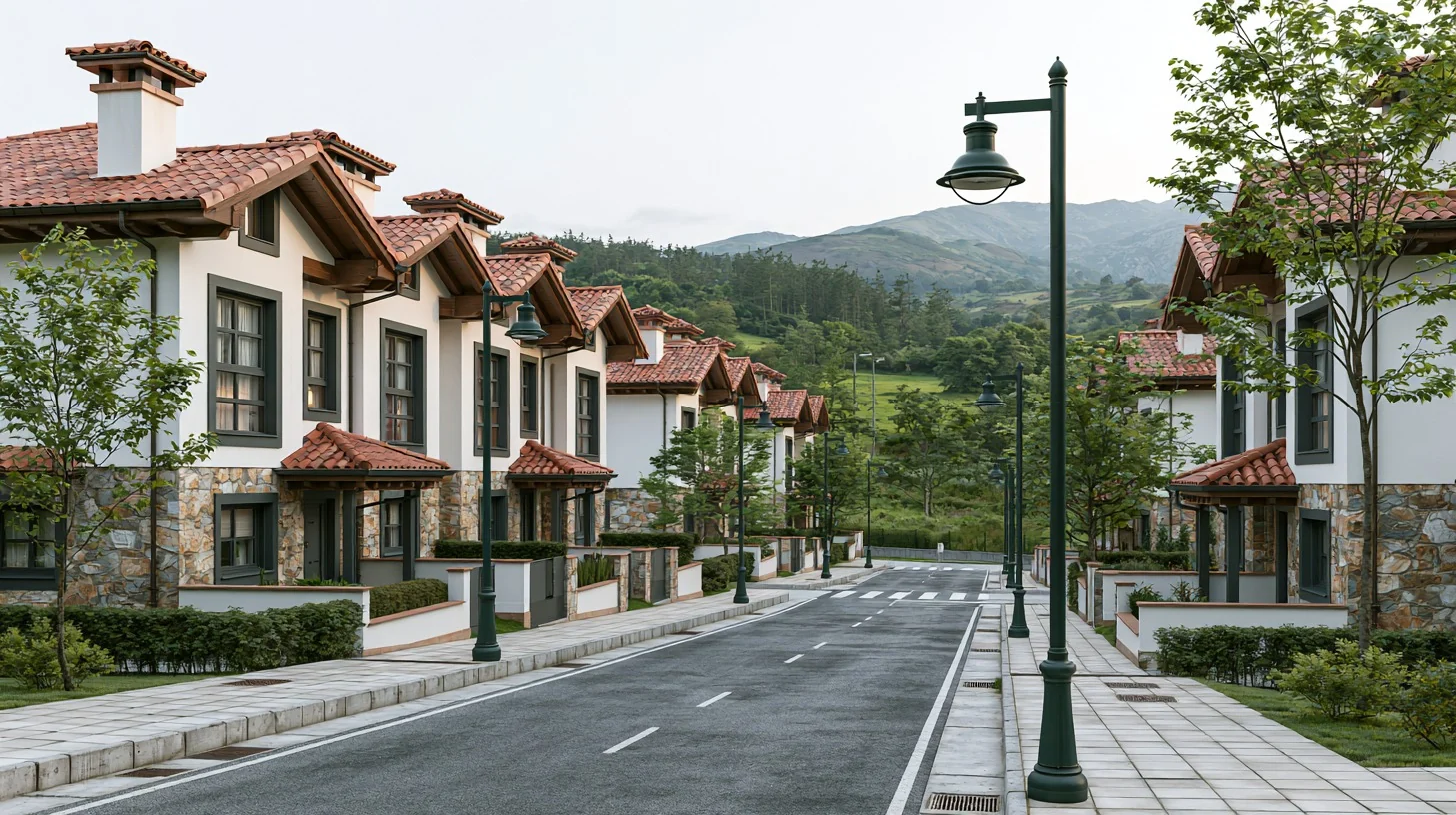 Propuesta de calle residencial de estilo cántabro